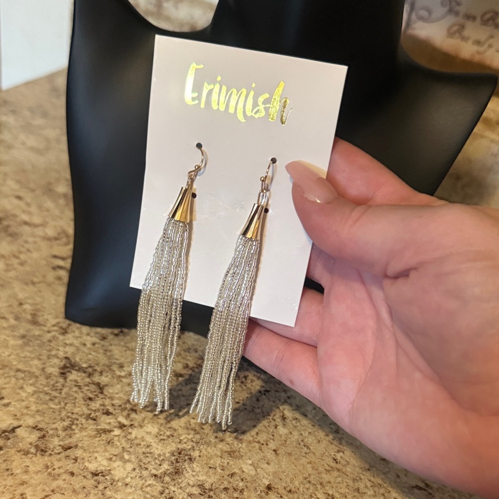 NWT ERIMISH BOUTIQUE Gold and Silver beaded Dangle Earrings